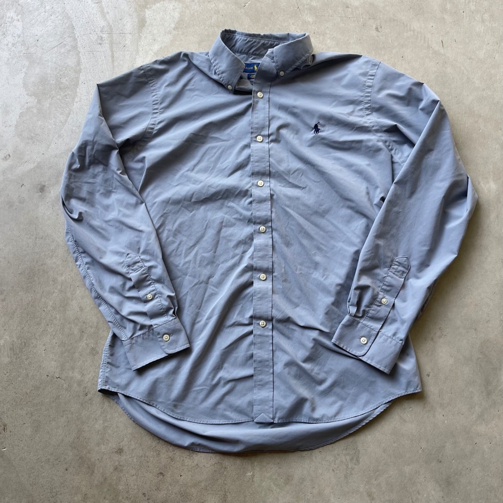 Ralph Lauren Classic Fit Performance Shirt Blue Long Sleeve Button Down Mens L